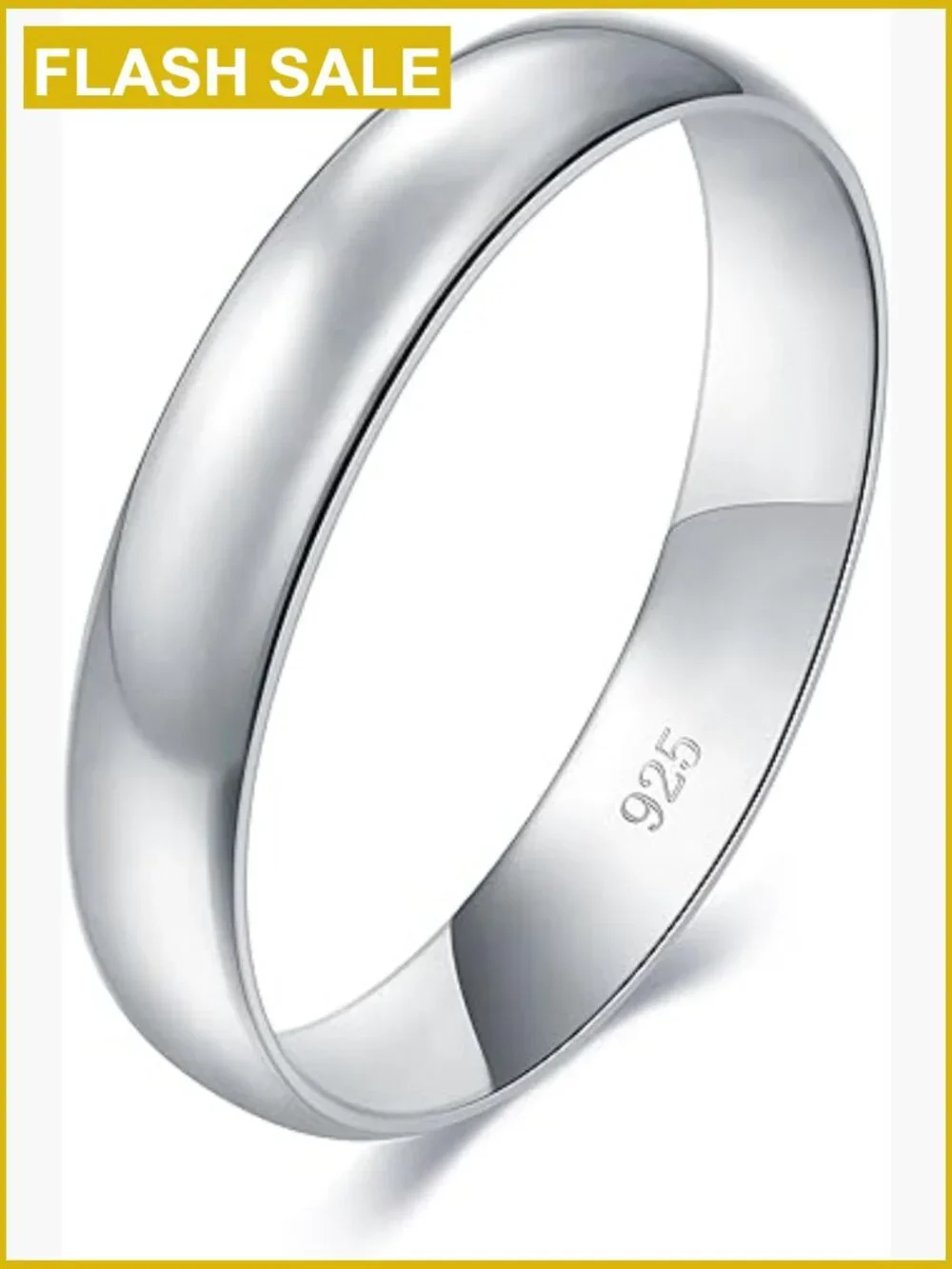 925 Sterling Silver Band Ring - 4mm Comfort Fit Wedding Stacking Ring